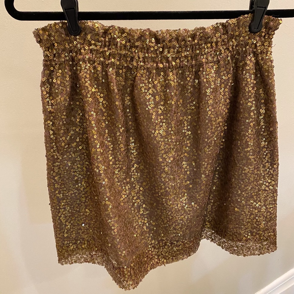 J Crew Sequin Gold Skirt